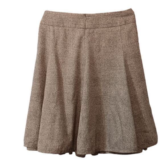 AKRIS PUNTO‎ Circle Skirt Wool Silk Blend Flouncy Brown Tweed Size 6 Skater - Picture 3 of 16